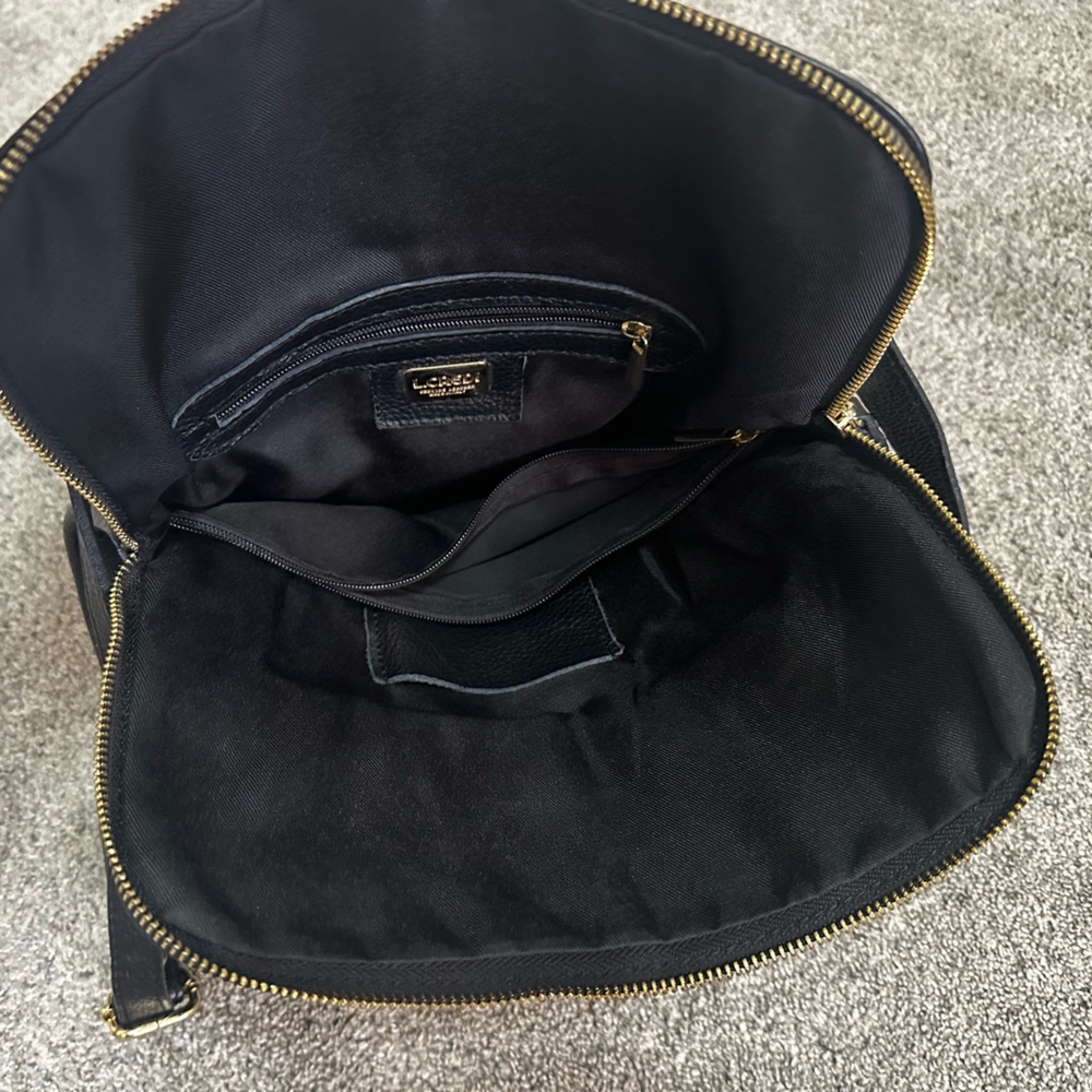 L. Credi | Fine Black Pebbled Leather Backpack Made in Italy - Picture 7 of 13